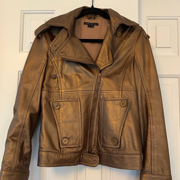Theory "Anson B" brown leather motorcycle style jacket, Size 6 - Picture 1 of 6